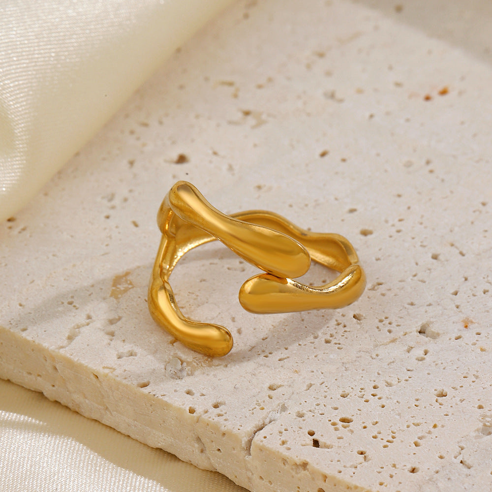 Popular Stainless Steel Shaped Open Gold Plated Rings