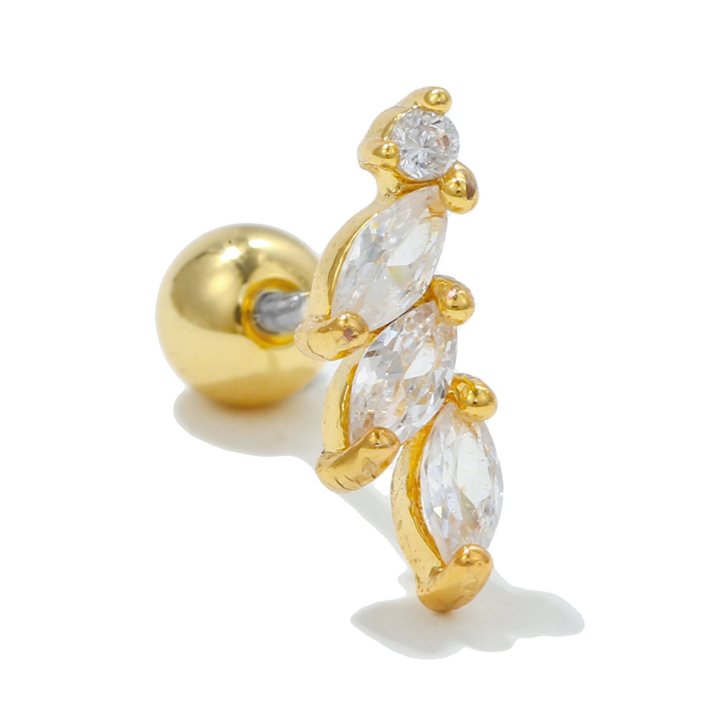 Color Zircon Ear Bone Stainless Steel Earrings