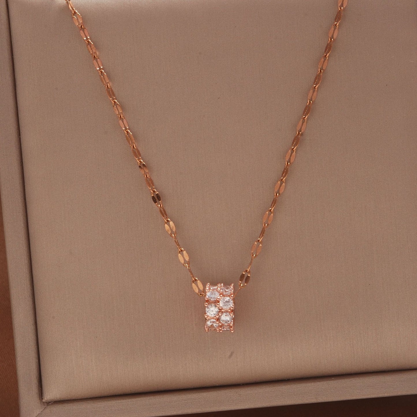Women's Rose Gold Key Fu Lock Opal Korean Simple Fashion Necklaces