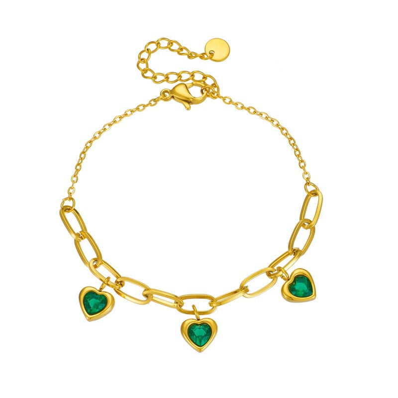 Niche Retro Gold-plated Fashion Colorful Gem Bracelets