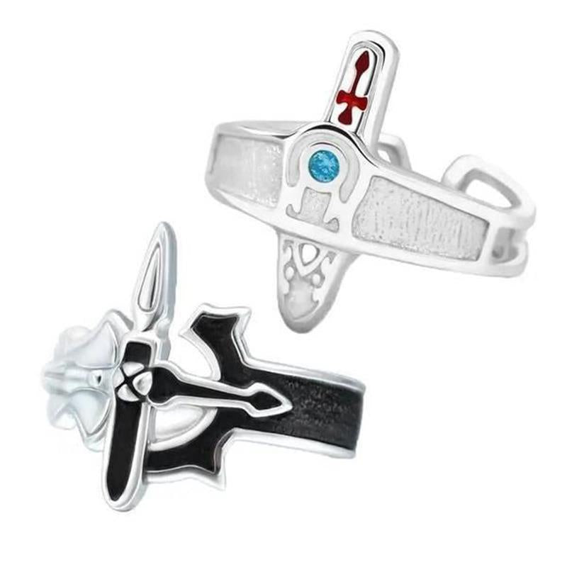 Men's Cross Fashion Trendy Unique Index Finger Black White Epoxy Rings