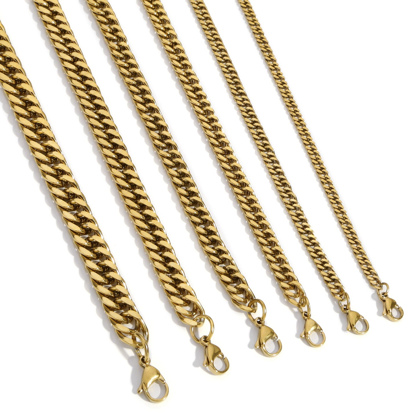 Men's Woven Buckle Four-sided Grinding Titanium Wide Cuban Link Necklaces