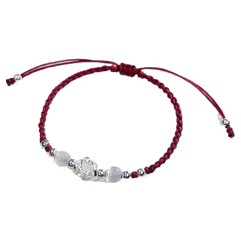 Women's Chinese Lotus Ancient Style Hand-woven Adjustable Carrying Strap National Couple Bracelet