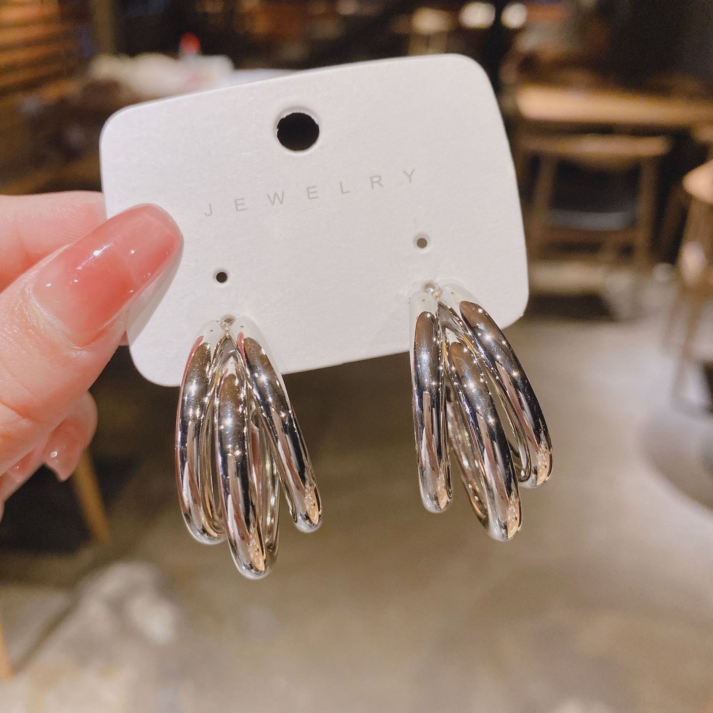 Simple Female Sier Light High-grade Small Ear Earrings