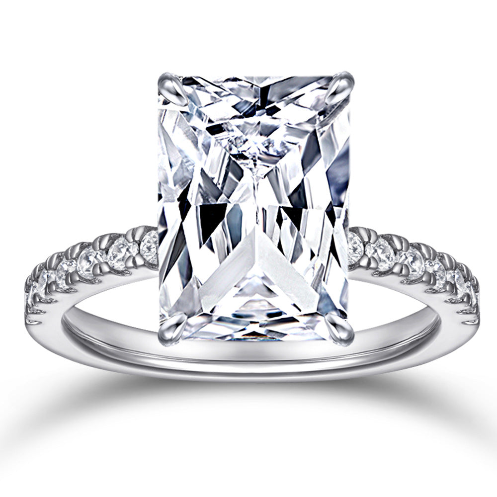 Sterling Sier Female Rectangular Exaggerated Princess Rings