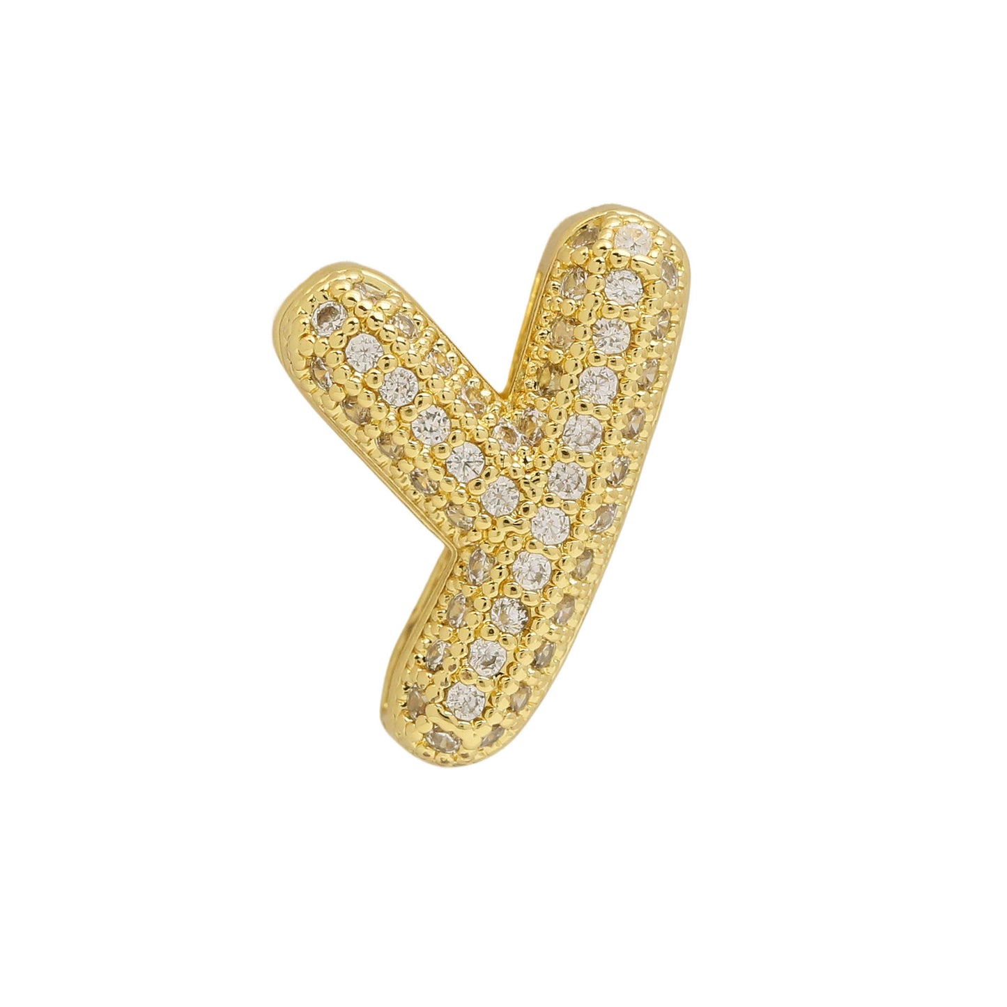Golden Chubby Balloon Bubble Zircon Letter Bracelets