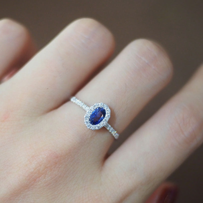 Women's Sier Gold-plated Diamond Blue Fashion Personalized Rings