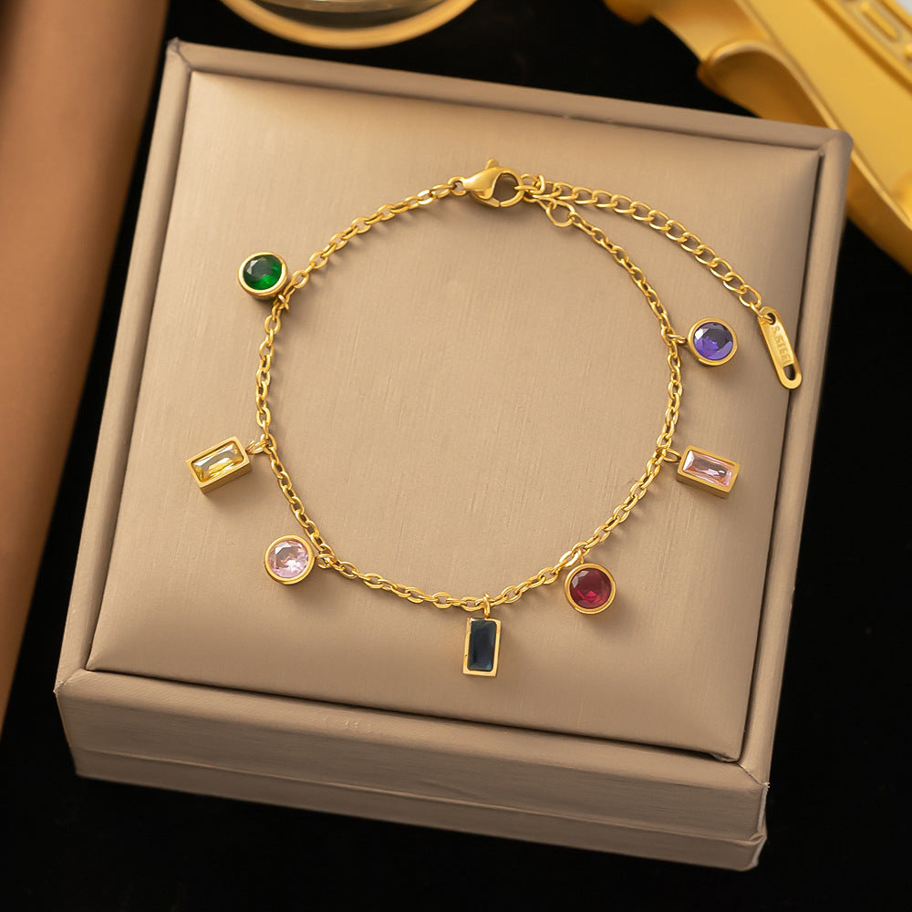 Women's Tassel Gold-plated Titanium Steel Zircon Full Necklaces