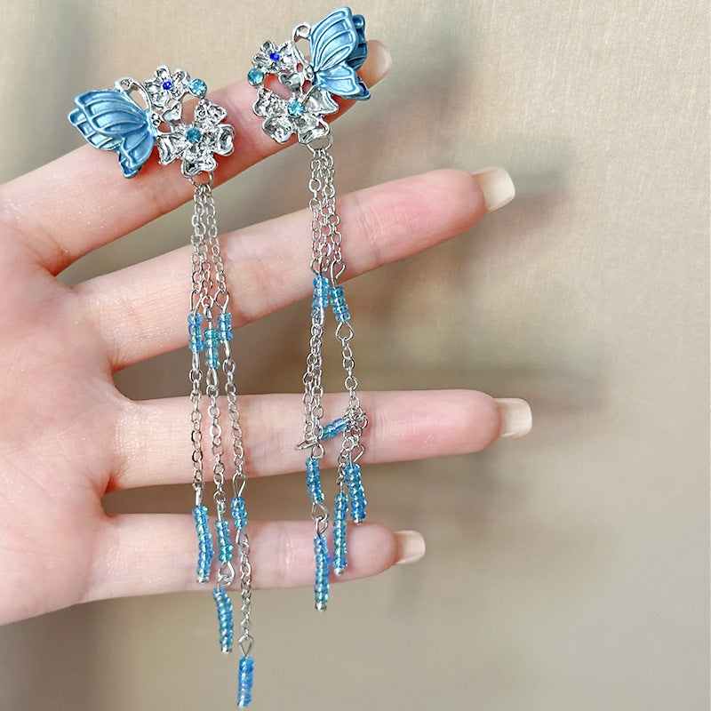 Flower Water Drop Chinese Bamboo Sweet Temperamental Minority Earrings
