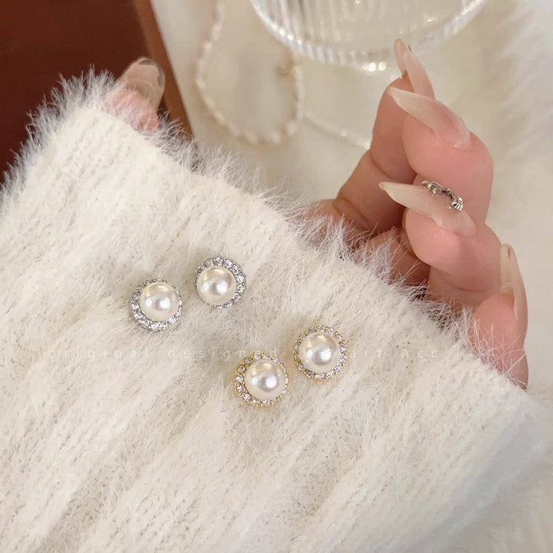 Women's Pearl French Style Simple Elegant Fashionable Temperamental Earrings