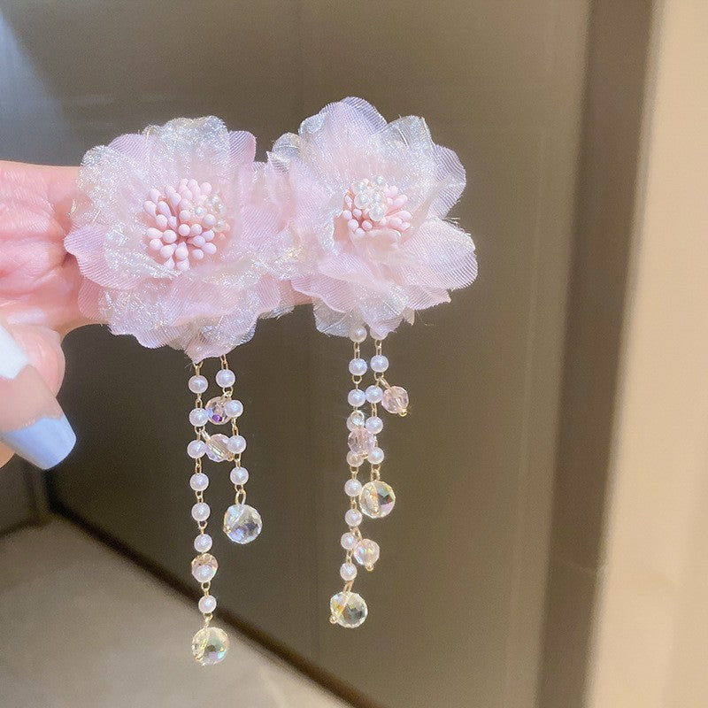 Needle Glaze Love Heart Flowers Summer Earrings