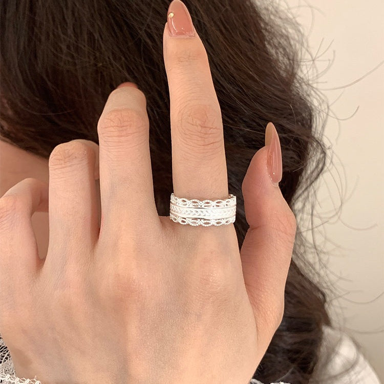 Women's Chinese Style Girdle Exquisite Hollow Lace Twin Ring