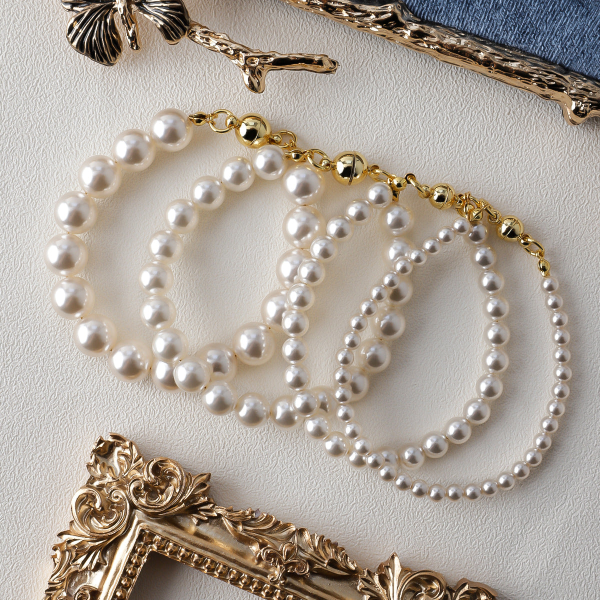 Imitation Crystal Simplicity Color Magnetic Buckle French Necklaces