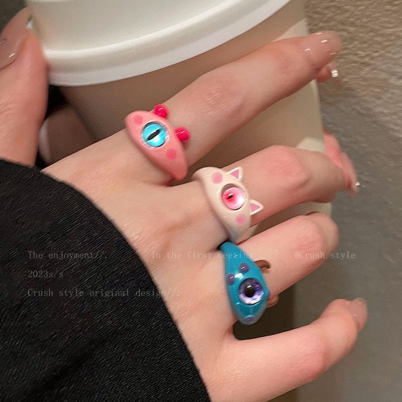 Childlike Cute One-eyed Female Personalized Niche Design Rings