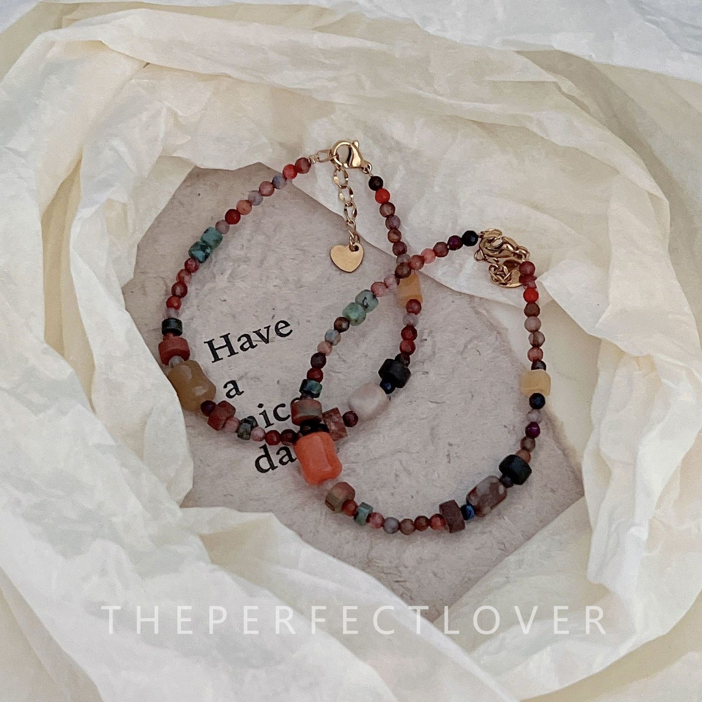 Women's Handmade Natural Stone Agate Gold Sand Blue Bracelets