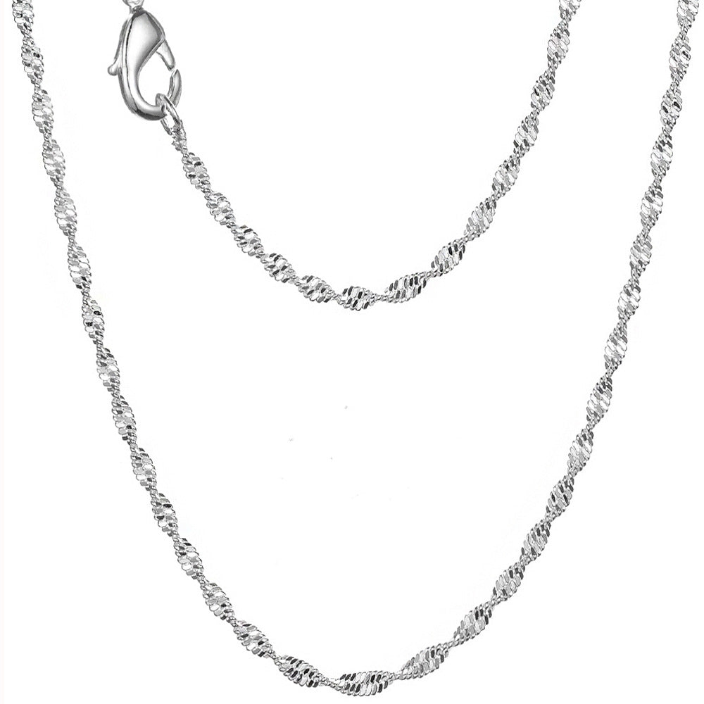 Women's Double Water Wave Chain Sier Plated Necklaces