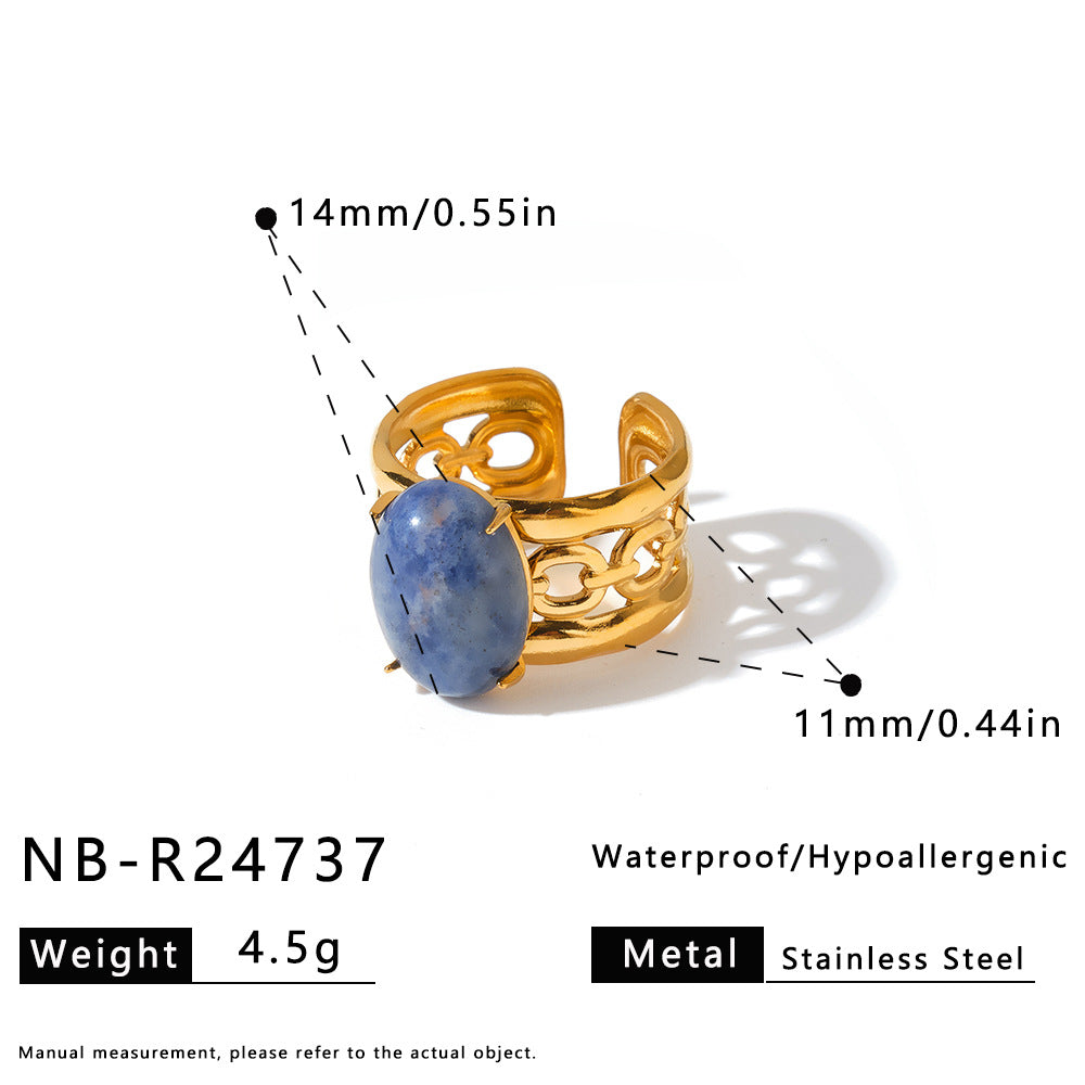 Women's Steel With Natural Stone Fashion Geometry Ring