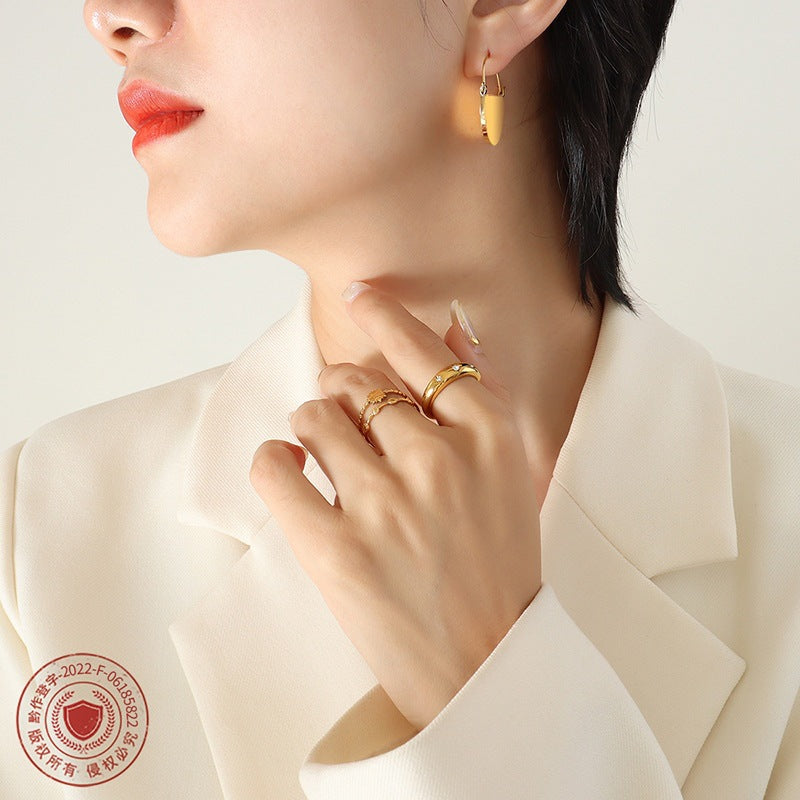 Women's Graceful Personality Titanium Steel Gold-plated Retro Earrings