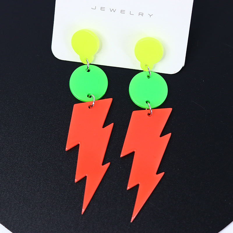Women's Lightning Ear Fluorescent Color Design Contrast Personality Earrings