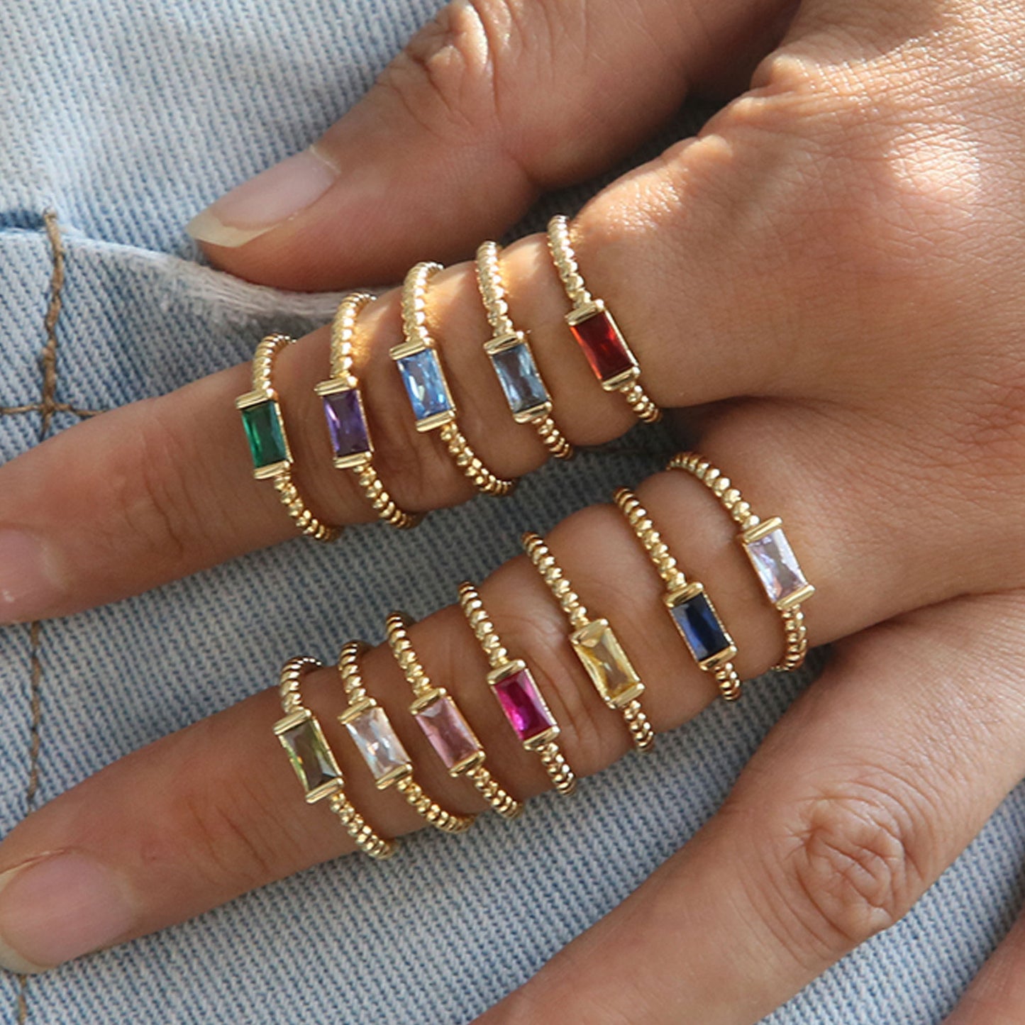 Square December Birthday Stone Simple Fashion Rings