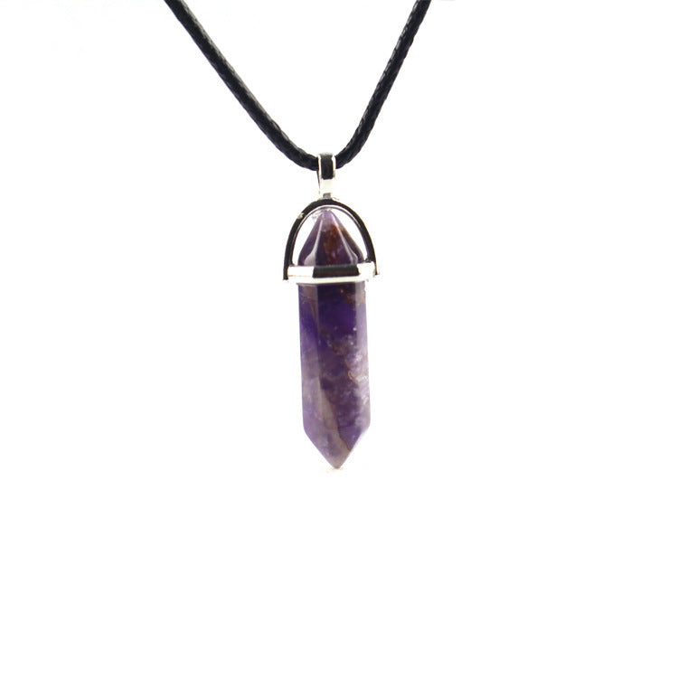 Natural Stone Hexagon Prism Fashion Crystal Necklaces