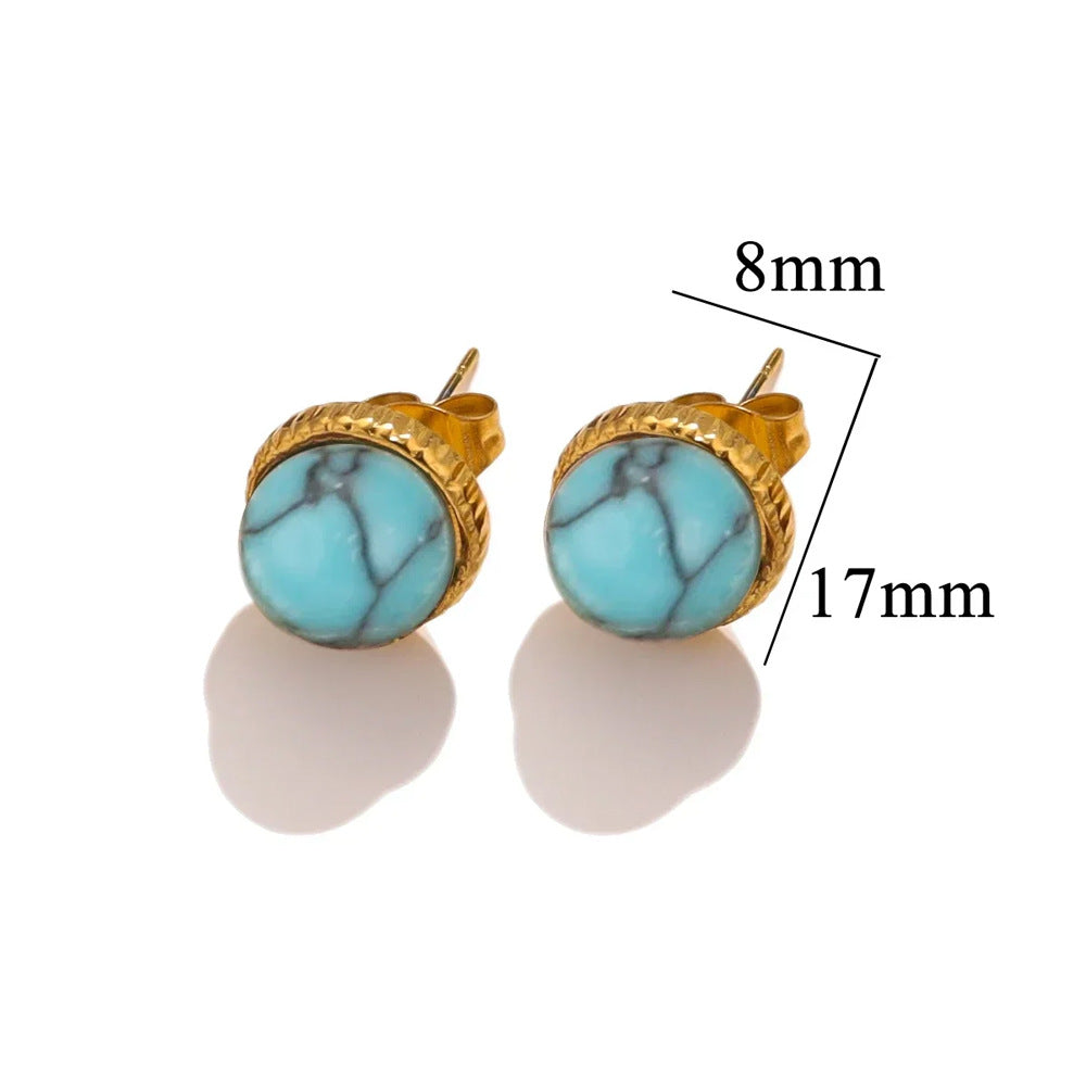 Stainless Steel Natural Stone Titanium Ear Tigereye Rings