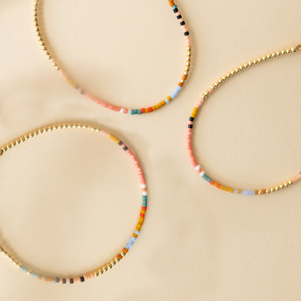 Twin Colorful Small Beads Beaded Weave Bracelets