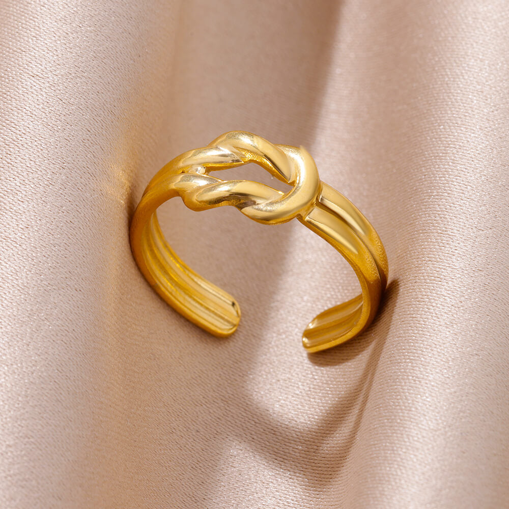 Snake Gold-plated Stainless Steel Oil Pressure Four-leaf Rings
