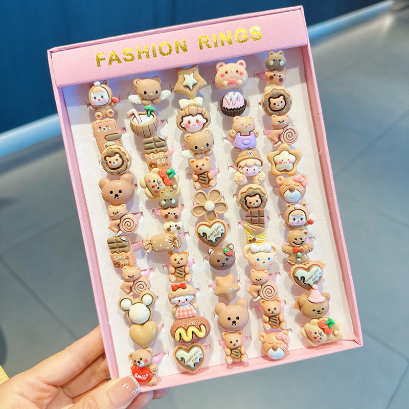 Children's Cartoon Nostalgic Frosted Texture Plastic Kindergarten Rings