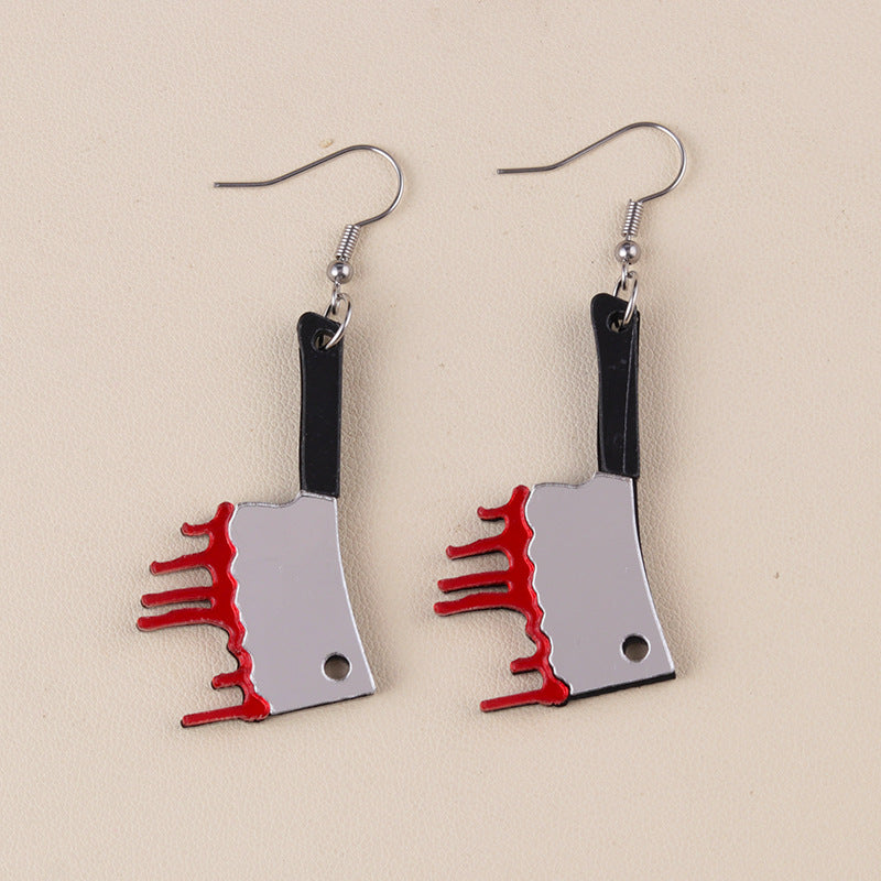Women's Acrylic Printed Bloody Knife Personalized Fashion Earrings
