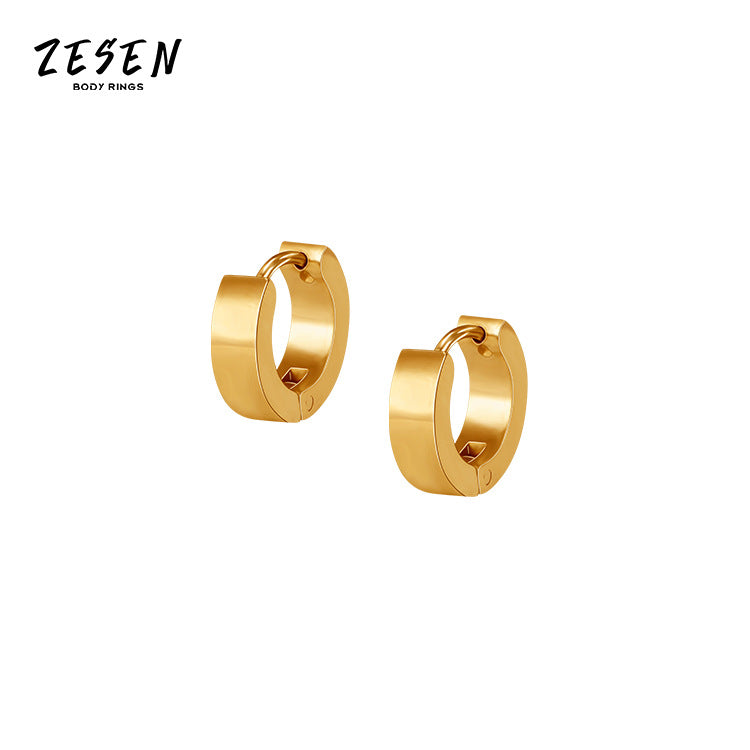 Men's Steel Circle Personalized Ear Clips Trendy Earrings