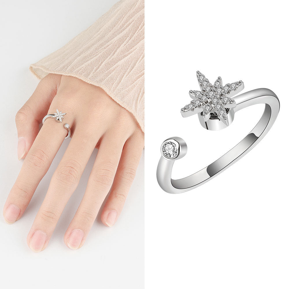 Sier Anxiety Spinning Adjustable Rotating Clover Rings