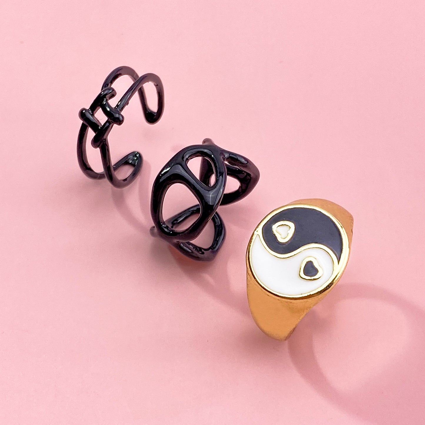 Set Double Layers Loving Heart Gossip Rings