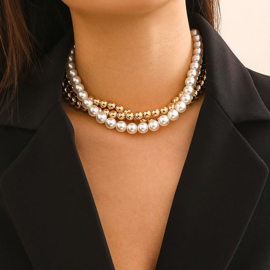 Women's Ornament Imitation Pearl French Entry Lux Sweater Necklaces