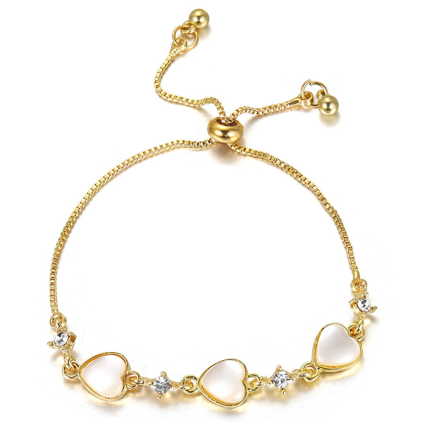 Sweet Cool Style Hollow Loving Heart Zircon Female Bracelets