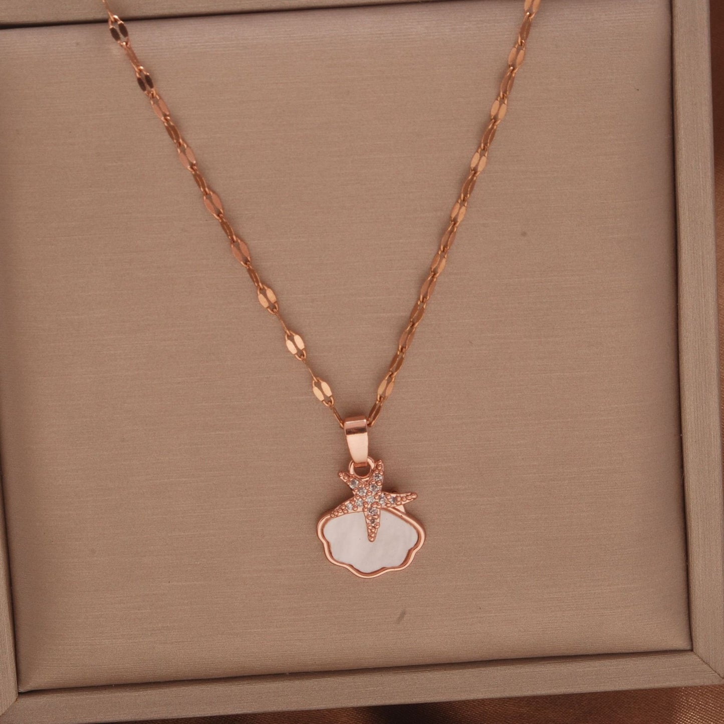 Women's Rose Gold Key Fu Lock Opal Korean Simple Fashion Necklaces