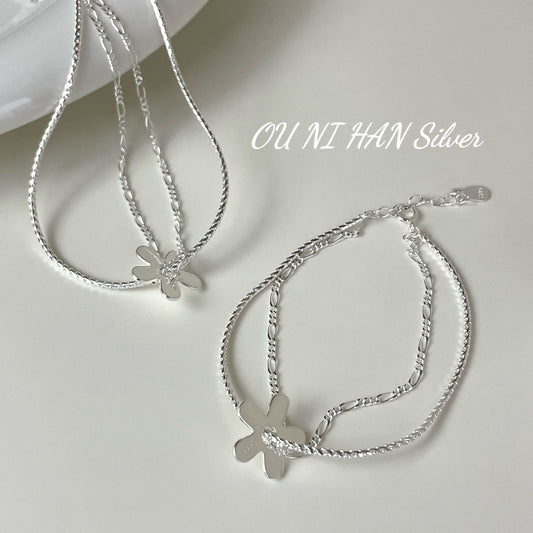 Women's Sterling Sier Style Small Flower Accessories Necklaces