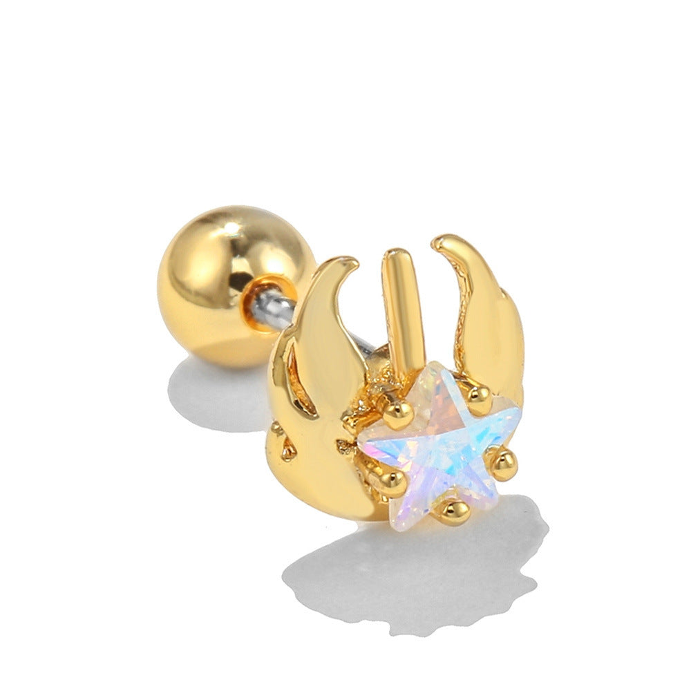 Flower Ear Bone Stainless Steel Thin Rings