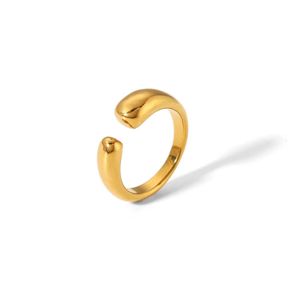 Water Drop Glossy Stainless Steel Gold-plated Rings