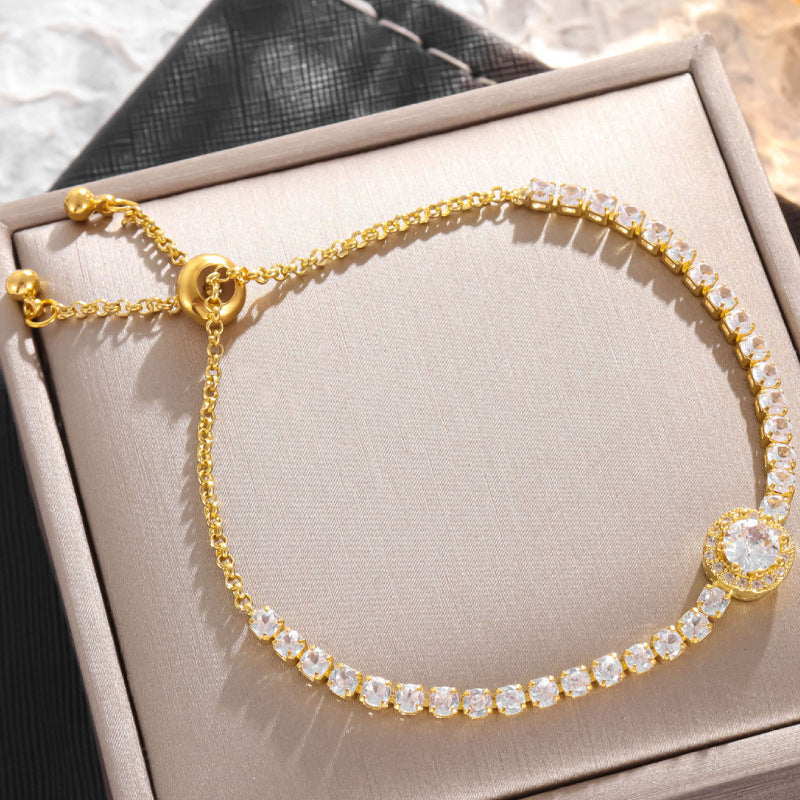 Women's Fashionable Rose Gold Loving Heart Zircon Bracelets
