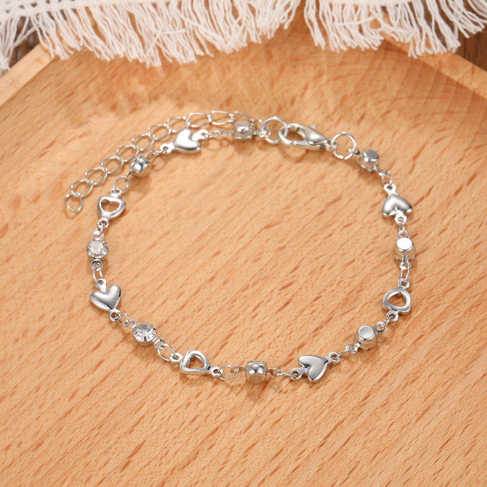 Sweet Cool Style Hollow Loving Heart Zircon Female Bracelets
