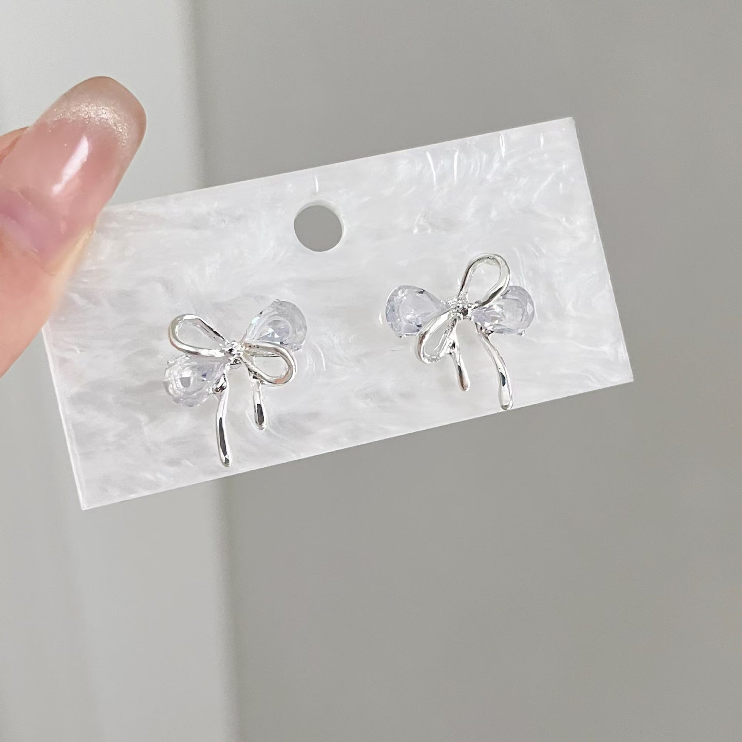 Women's Sier Bow Zircon For Gentle Sweet Beautiful French Earrings