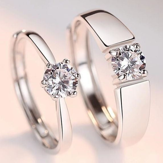 Women's & Men's Couple Pair Of Imitation Diamond Simple Rings