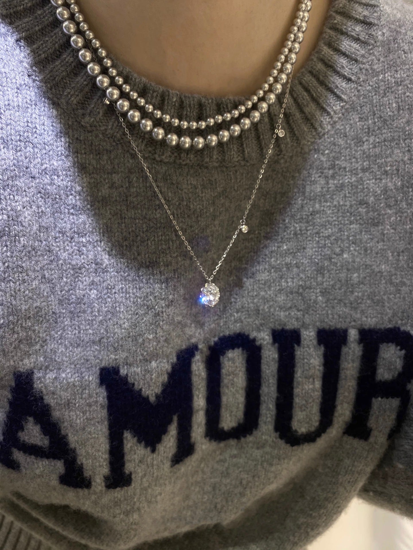 Really Many Hemp Gray Pearl Retro Necklaces