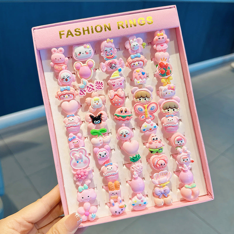 Children's Cartoon Nostalgic Frosted Texture Plastic Kindergarten Rings