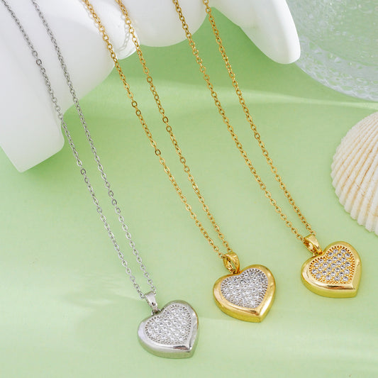 Light Luxury Design Sense Heart Shape With Diamond Fashion Necklaces