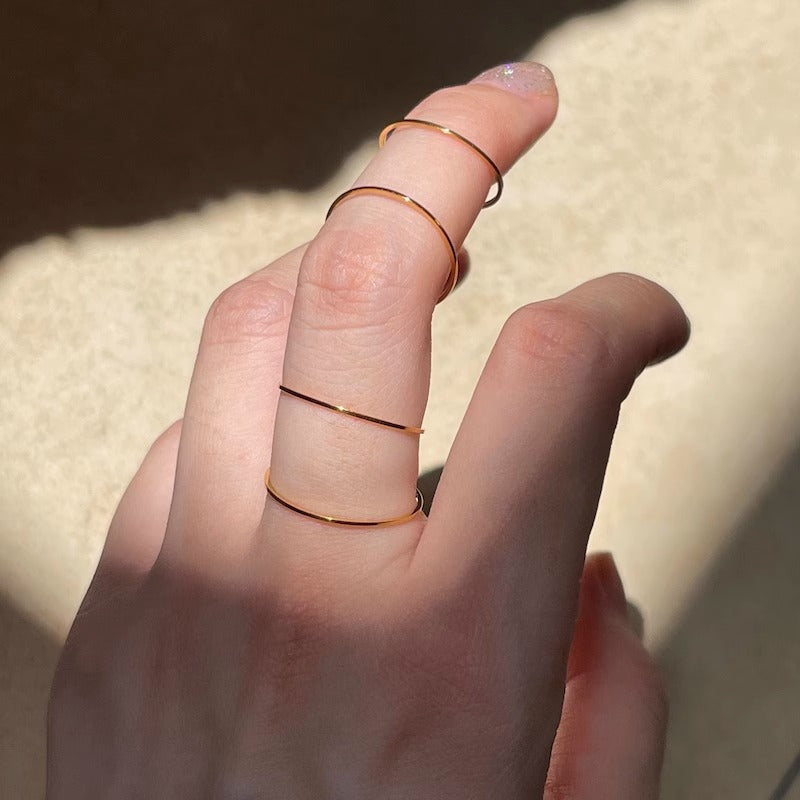 Fine Twin Simple Female Design Titanium Steel Glossy Light Rings