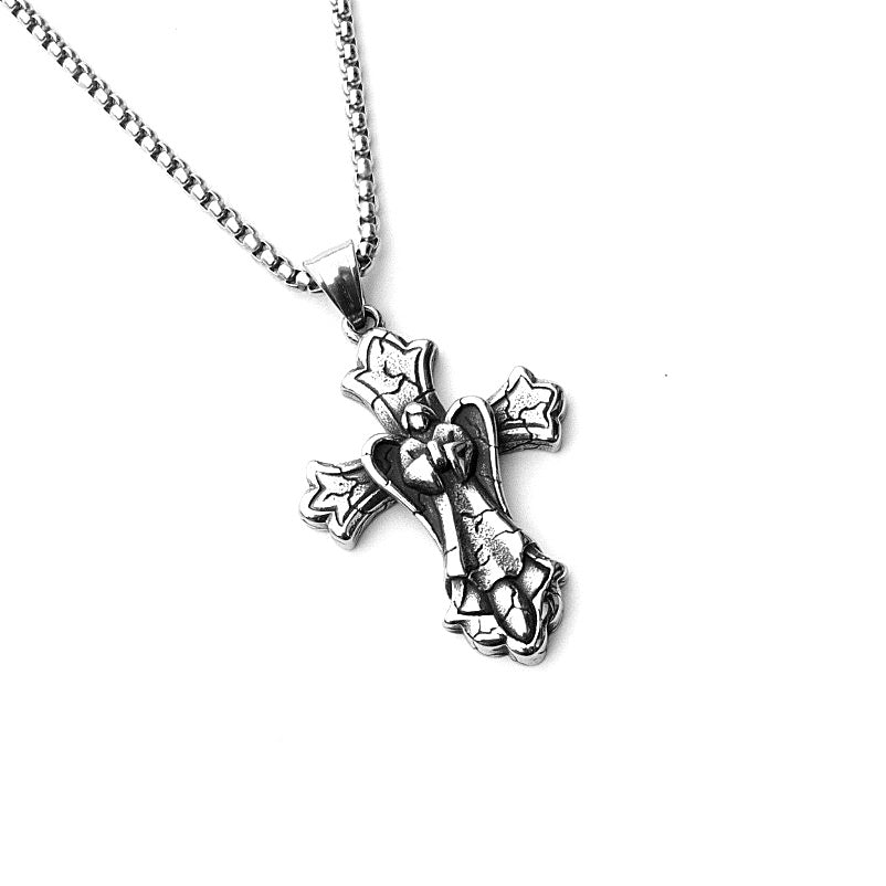 Punk Ornament Titanium Steel Polished Black Necklaces