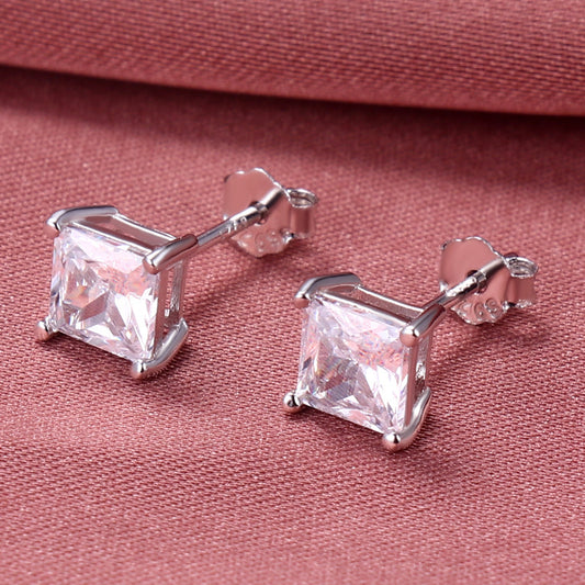 Sier Square Zircon Fashion Classic Princess Rings