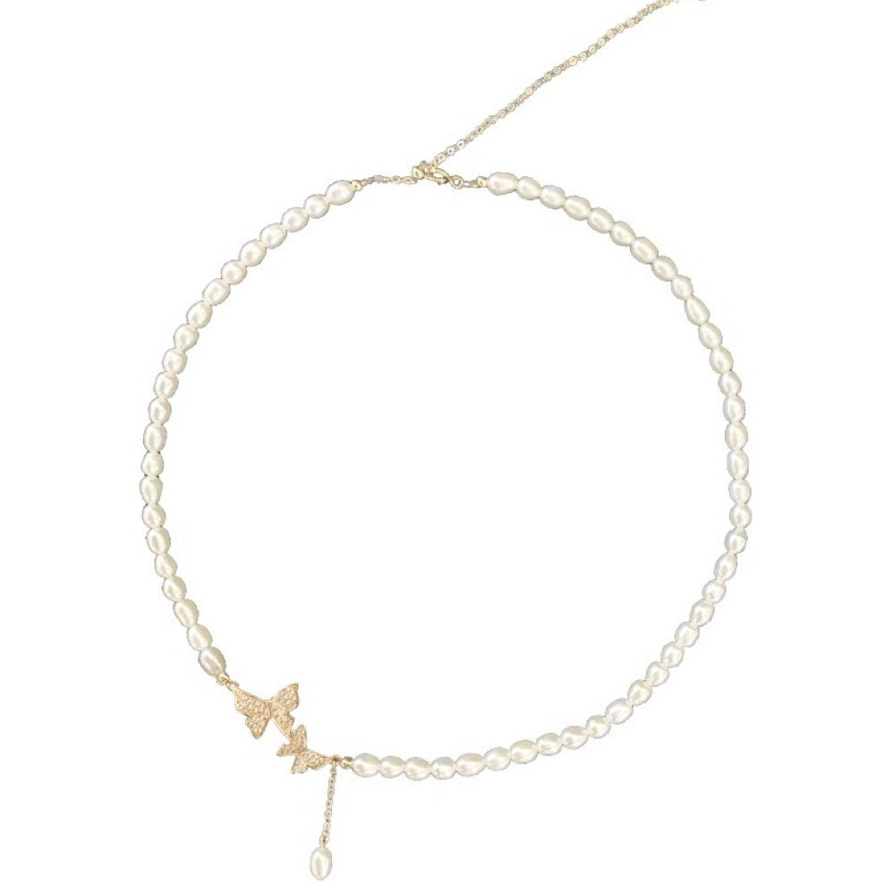 Women's Butterfly Glass Pearl Special Interest Light Necklaces